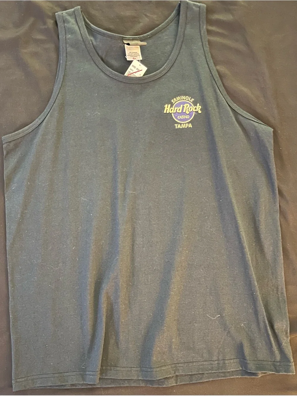 NWT Seminole Hard Rock Casino Tampa Tank Top Shirt Black Embroidered Logo